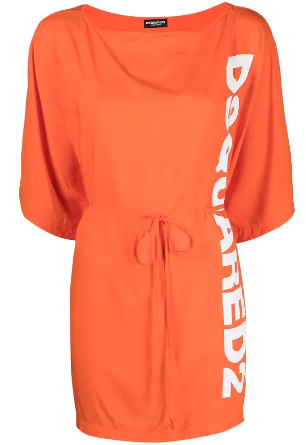 Dsquared2 t-shirtklänning med dragsko - Orange