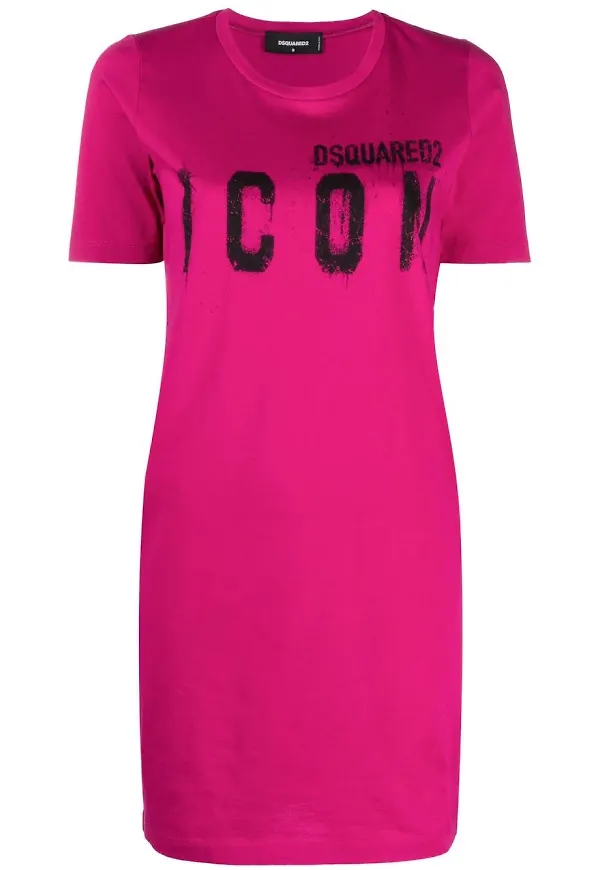 Dsquared2 t-shirtklänning med tryck - Rosa