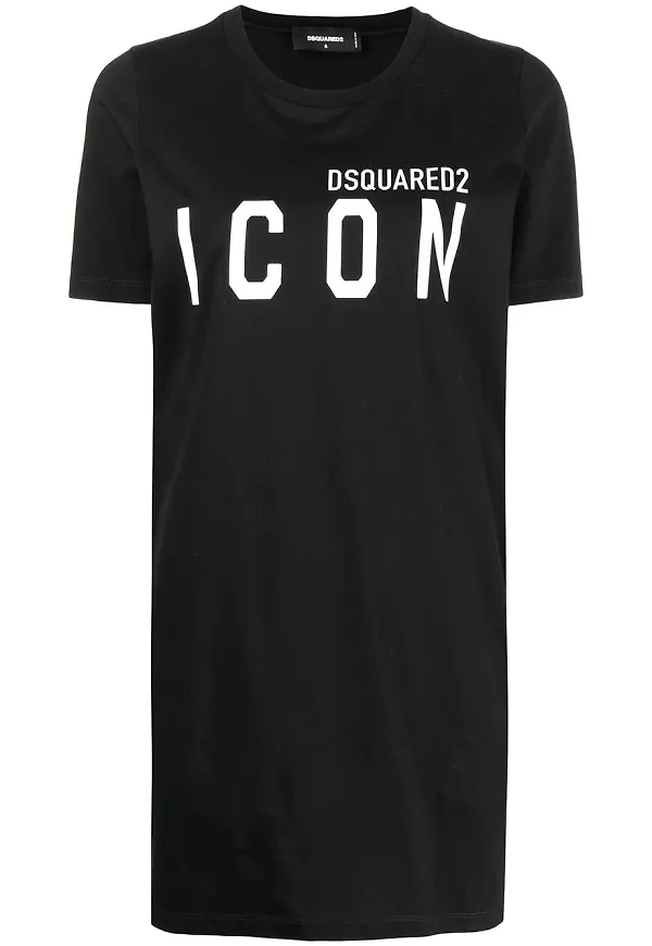 Dsquared2 t-shirtklänning med tryck - Svart