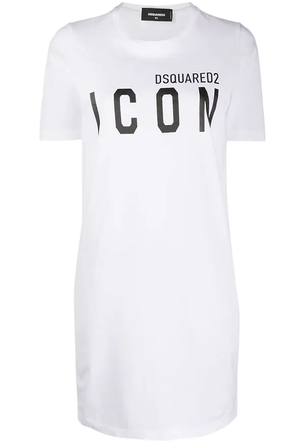 Dsquared2 t-shirtklänning med tryck - Vit