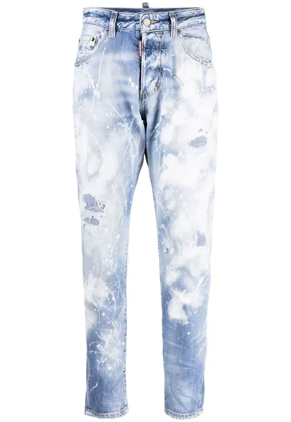 Dsquared2 tapered-jeans med färgstänk - Blå