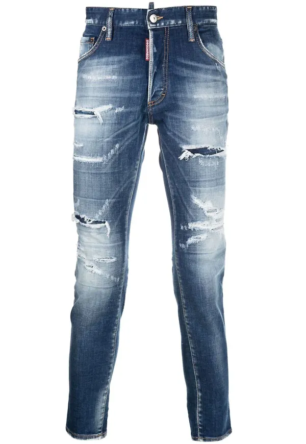 Dsquared2 tapered-jeans med sliten effekt - Blå