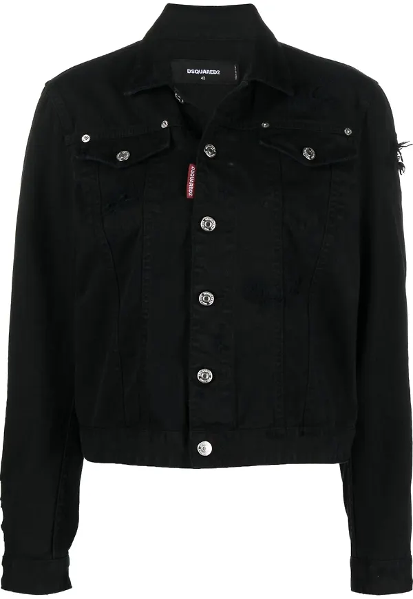 Dsquared2 tigermönstrad jeansjacka - Svart