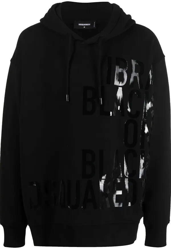 Dsquared2 tonad hoodie med slogan - Svart