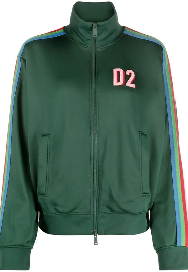 Dsquared2 träningsjacka med sidorand - Grön