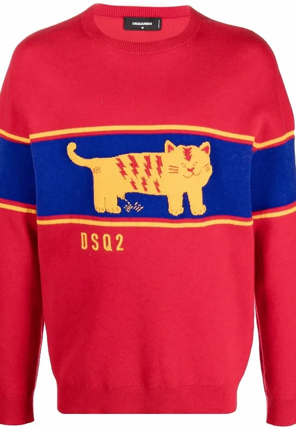 Dsquared2 tröja med kattryck - Röd