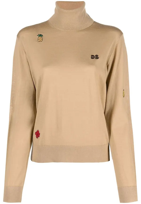 Dsquared2 tröja med rullkrage - Brun