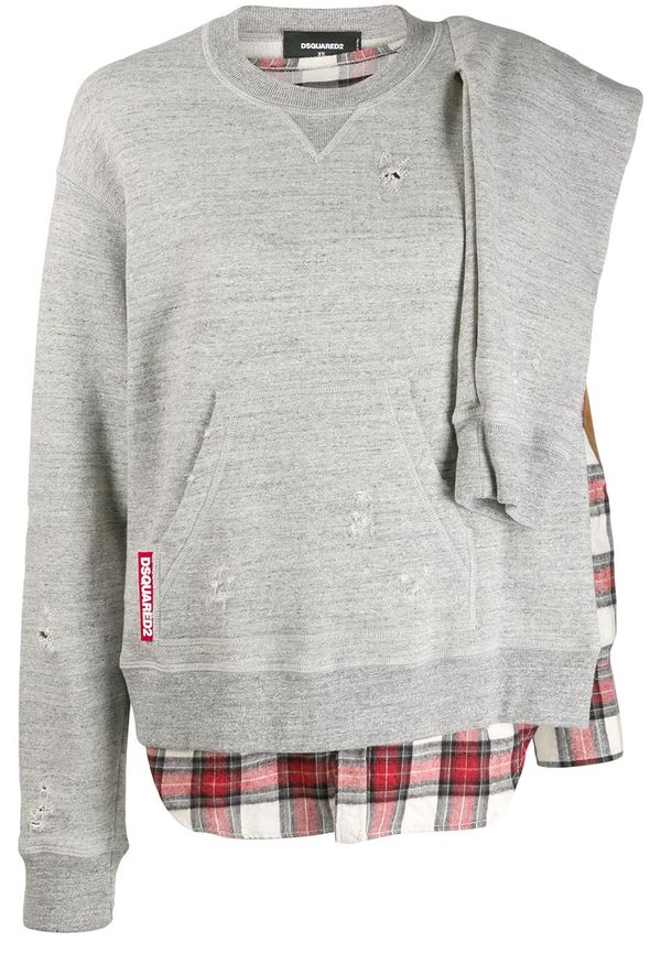Dsquared2 tröja med rutig detalj - Grå