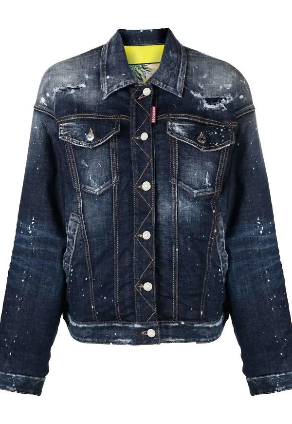 Dsquared2 tvättad jeanskappa - Blå