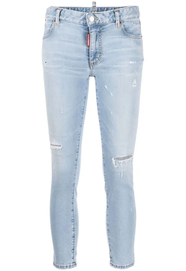 Dsquared2 Twiggy beskurna jeans - Blå