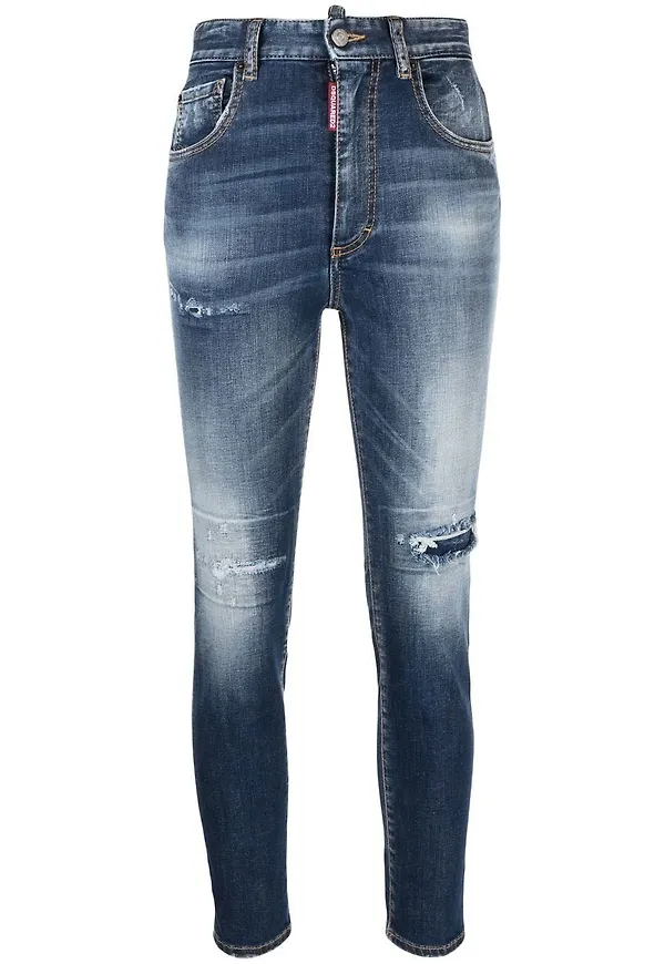 Dsquared2 Twiggy croppade jeans - Blå
