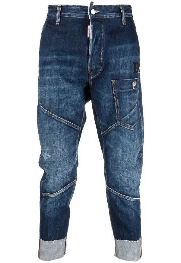 Dsquared2 uppvikta jeans - Blå