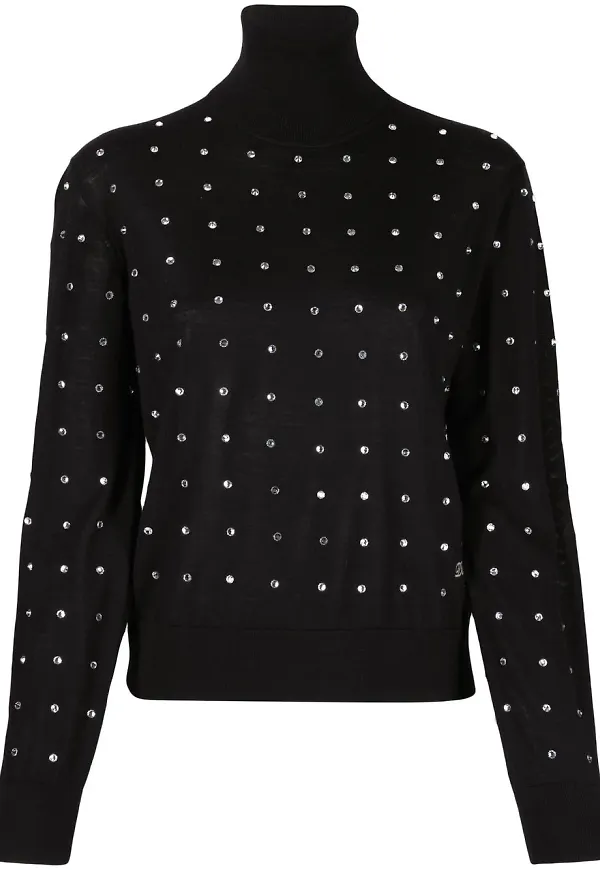 Dsquared2 utsmyckad tröja med rullkrage - Svart