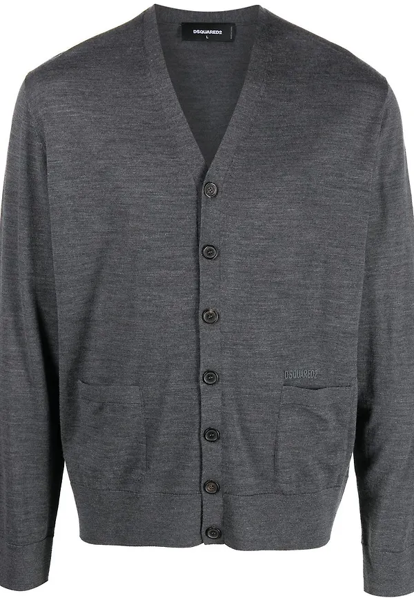 Dsquared2 v-ringad finstickad kofta - Grå