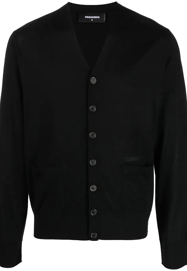 Dsquared2 v-ringad finstickad kofta - Svart