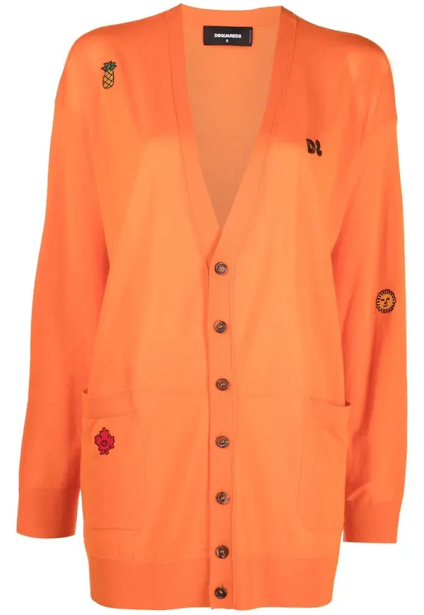 Dsquared2 v-ringad kofta med logotyp - Orange