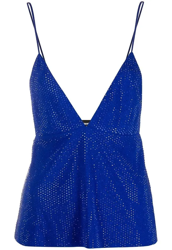 Dsquared2 v-ringat linne med paljetter - Blå