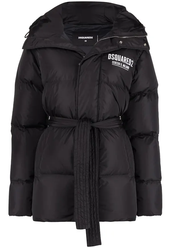 Dsquared2 vadderad dunkappa med huva - Svart