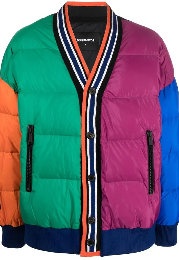 Dsquared2 vadderad jacka med färgblock - Rosa