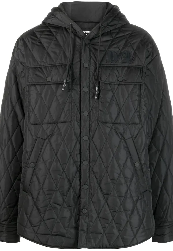Dsquared2 vadderad jacka med huva - Svart