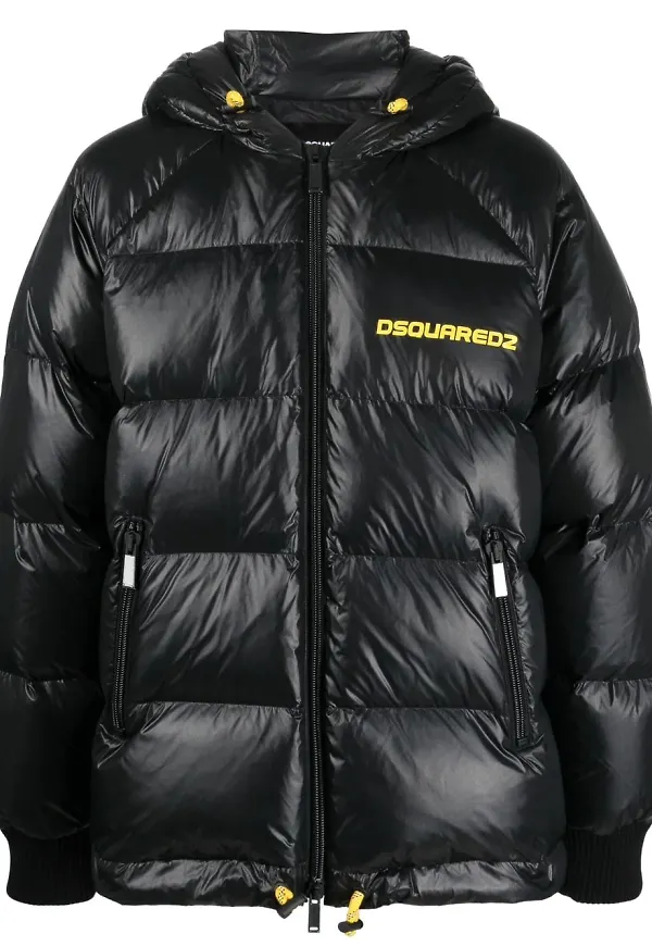Dsquared2 vadderad jacka med logotyp - Svart