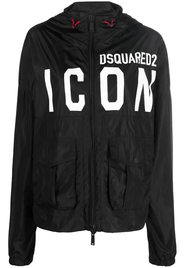 Dsquared2 vindjacka i oversize-modell med logotyp - Svart