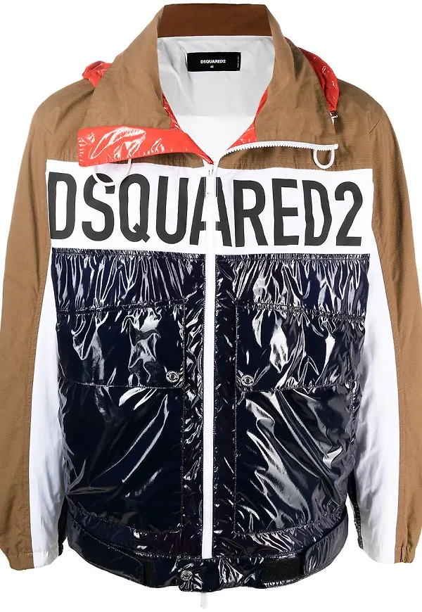 Dsquared2 vindjacka med färgblock - Brun