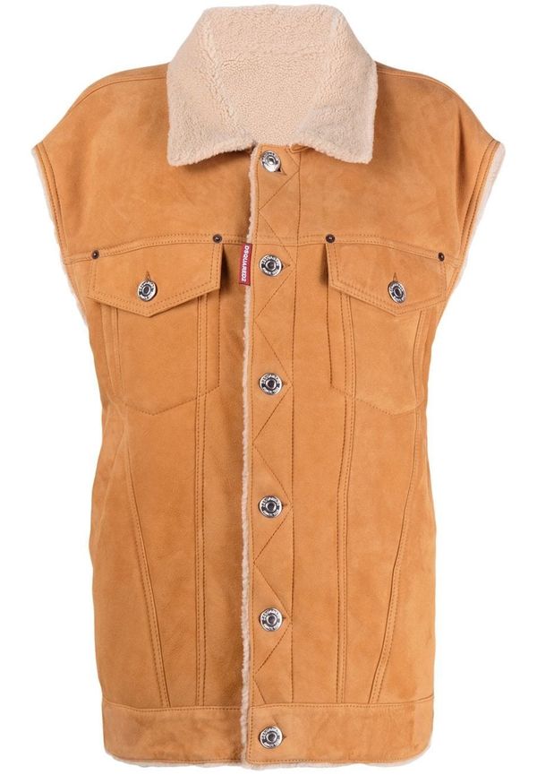 Dsquared2 väst med fårskinnskant - Brun