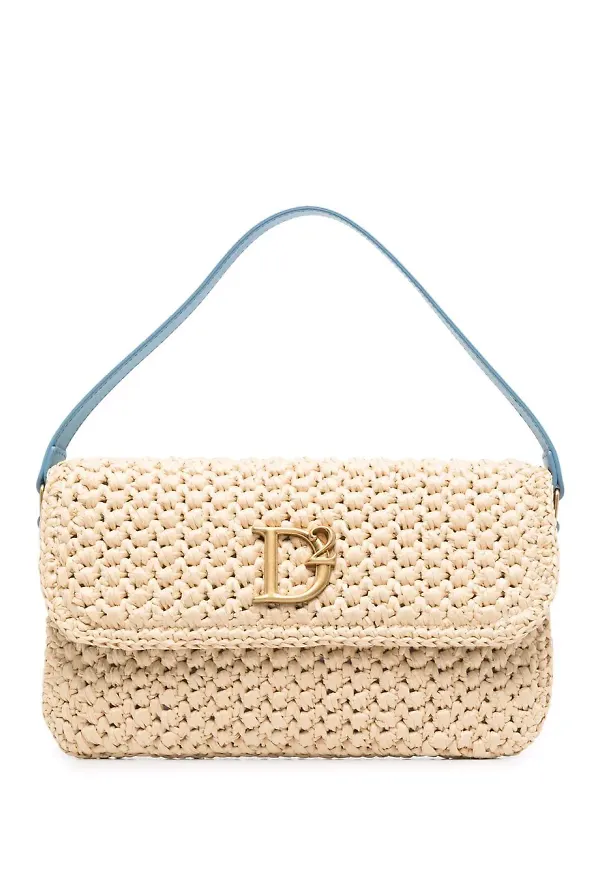 Dsquared2 vävd totebag i bast - Neutral