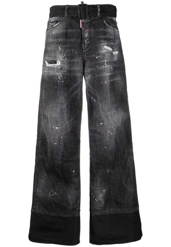 Dsquared2 wide leg-jeans med slitning - Svart