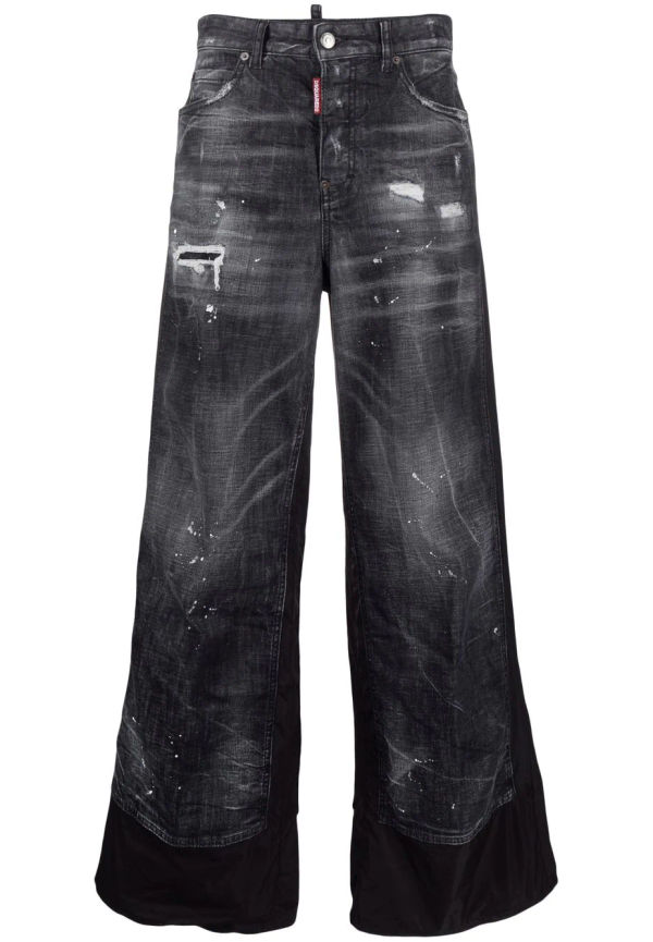 Dsquared2 wide leg-jeans med slitning - Svart