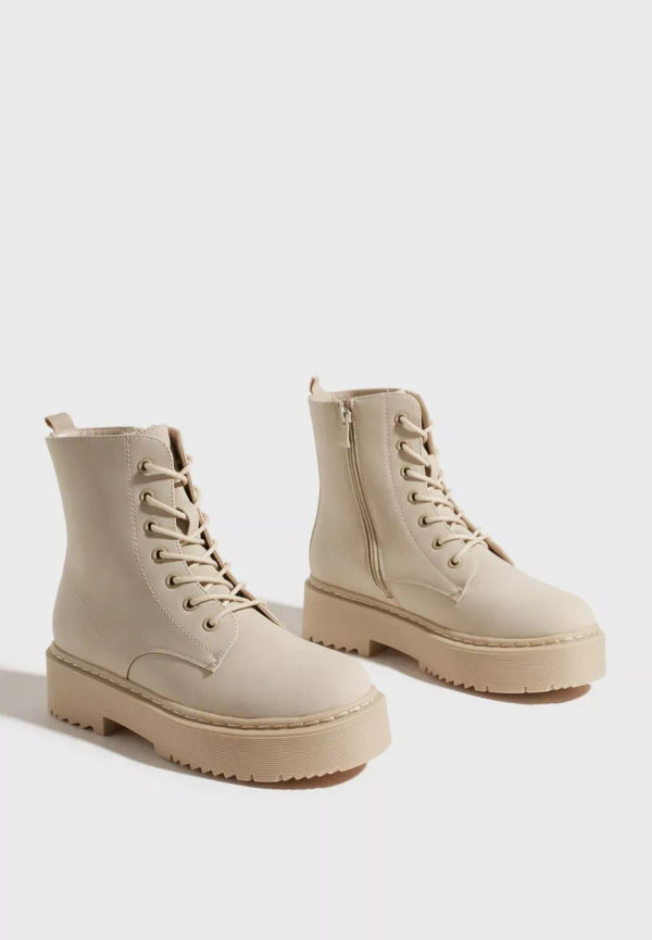Duffy - Biker boots - Beige - Lace Boots - Boots & Kängor