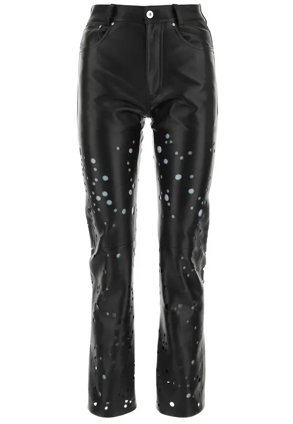 Durazzi Milano laserskurna skinnbyxor - Svart