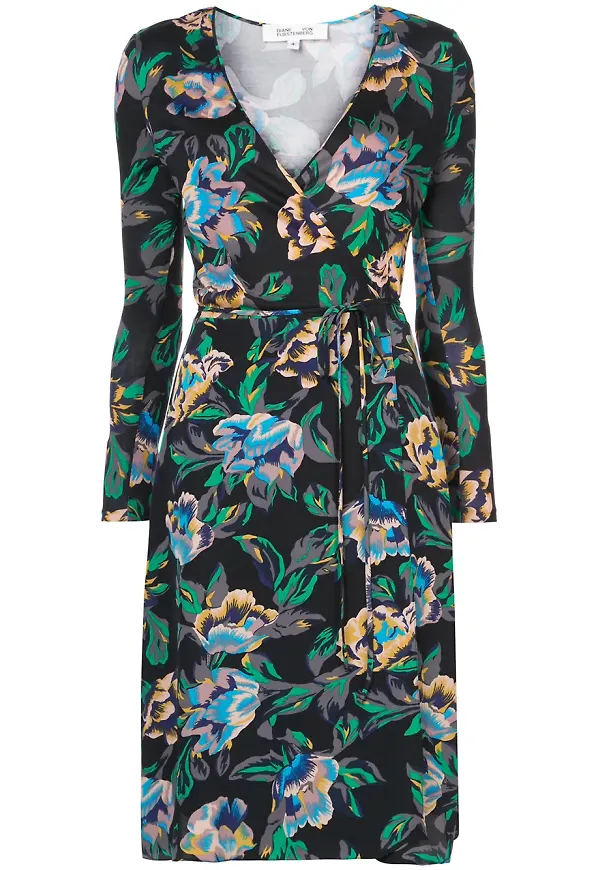 DVF Diane von Furstenberg blommig omlottklänning - Svart