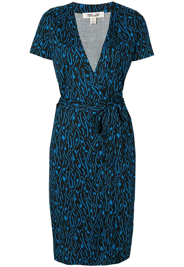 DVF Diane von Furstenberg broderad omlottklänning - Svart