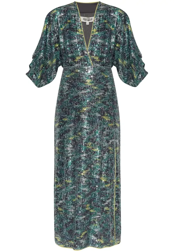 DVF Diane von Furstenberg Jessel paljettprydd midiklänning - Grön – Farfetch