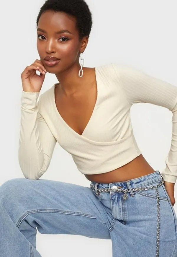 NLY Trend Criss Cross Cropped Top Långärmade toppar