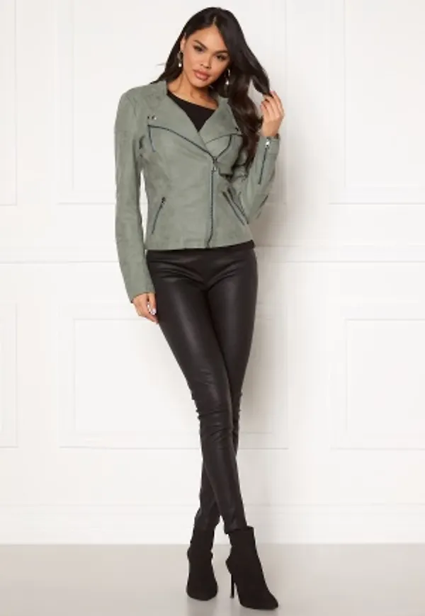 ONLY Ava Faux Leather Biker Chinois Green 34