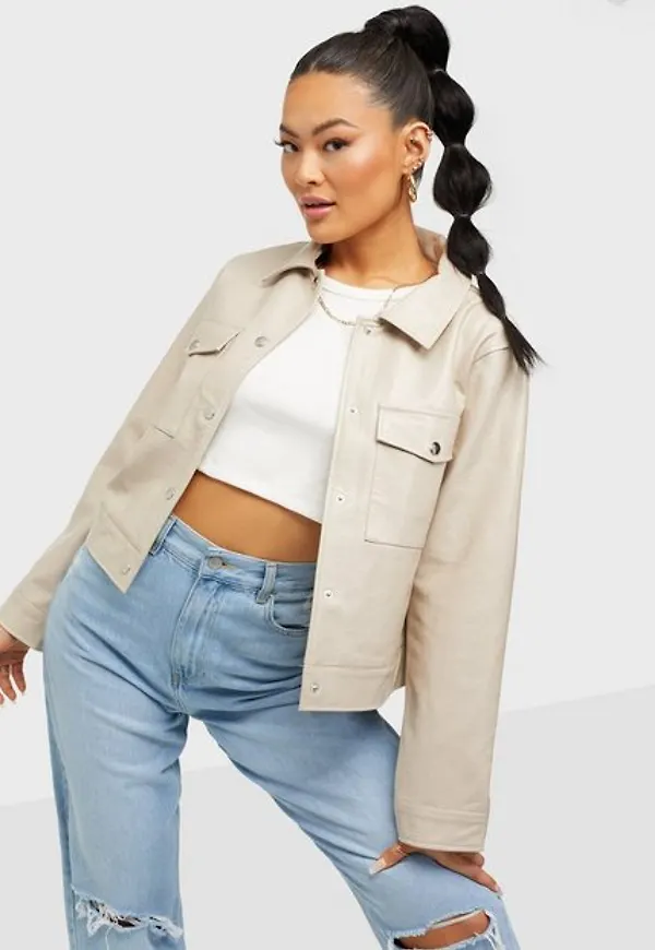 NLY Trend Cropped Vinyl Jacket skjortjackor