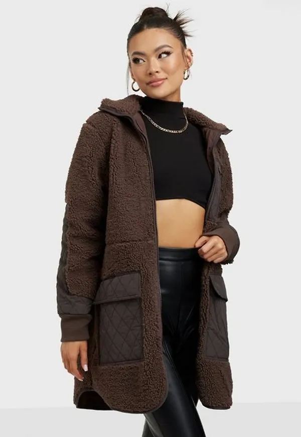Neo Noir Flake Teddy Jacket Faux Fur Mocca