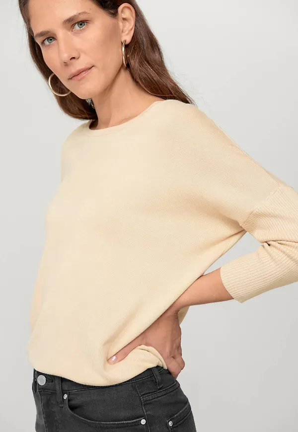 Saint Tropez - Tröja med ribbad ärm - Beige