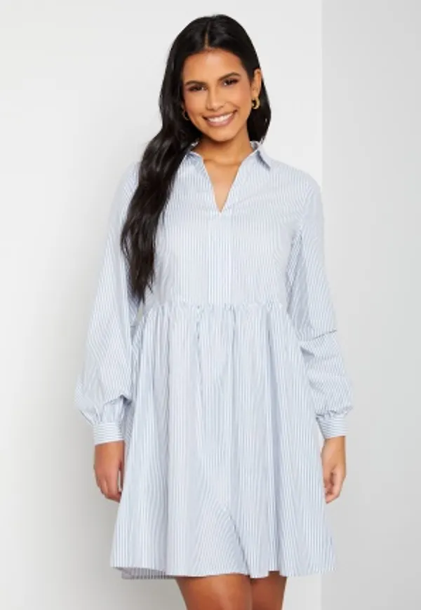 VILA Tylla L/S V-Neck Short Dress Kentucky Blue Strip 38