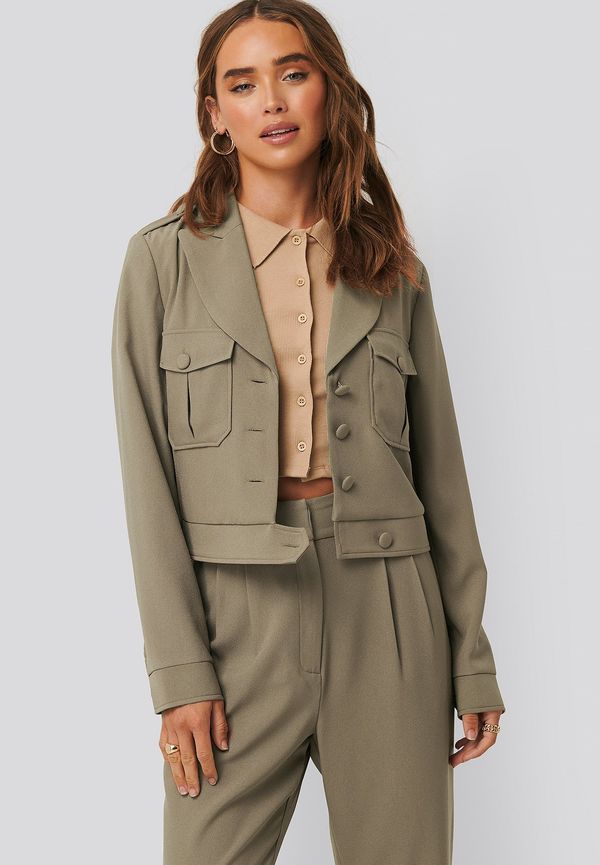 NA-KD Classic Short Buttoned Jacket - Green