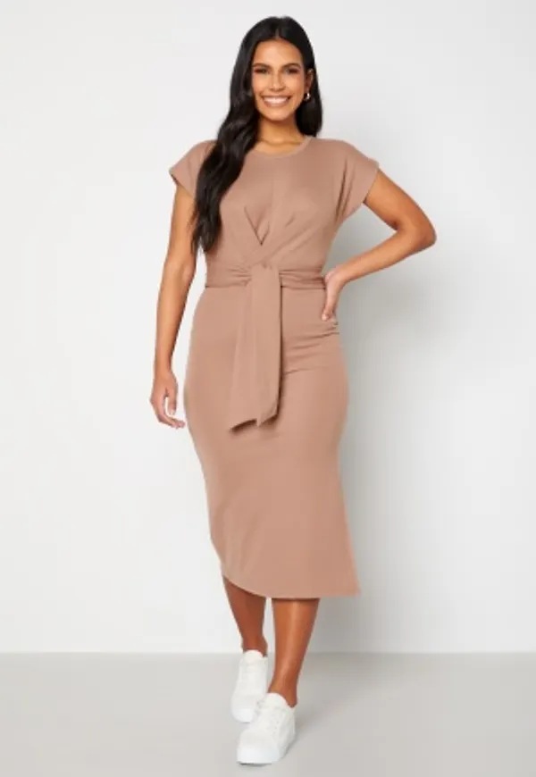 BUBBLEROOM Tea soft tie dress Light nougat M