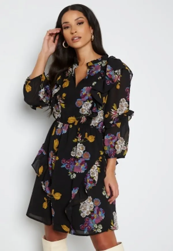 Object Collectors Item Mila 3/4 Dress Black AOP Flower 36