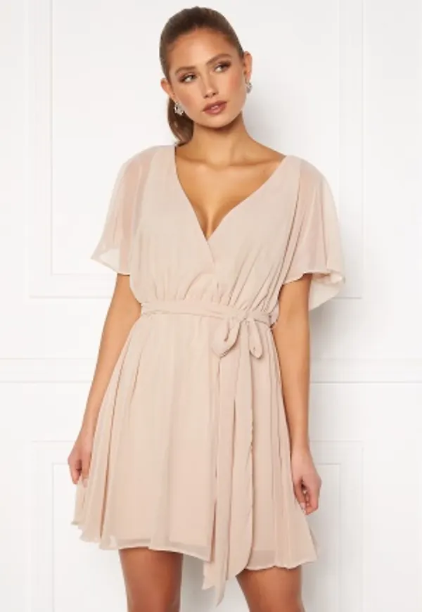 Goddiva Flutter Skater Dress Latte XS (UK8)