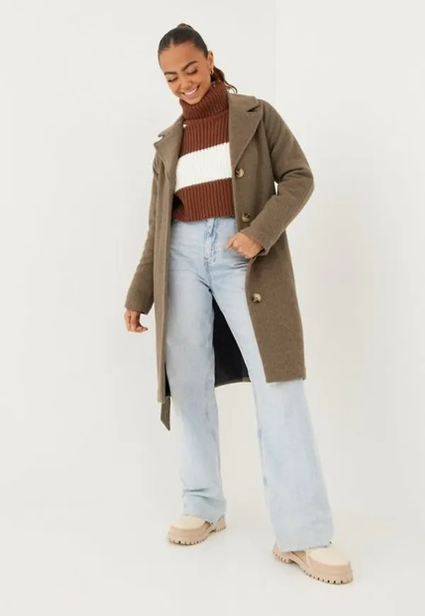 Selected Femme Slfmilan Wool Coat B Noos Kappor Caribou Melange