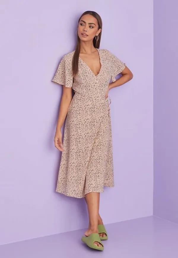 Vila Vilovie S/S Wrap Midi Dress/Su - Fa Omlottklänningar