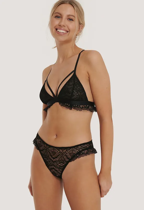 NA-KD Lingerie Spetstrosor - Black
