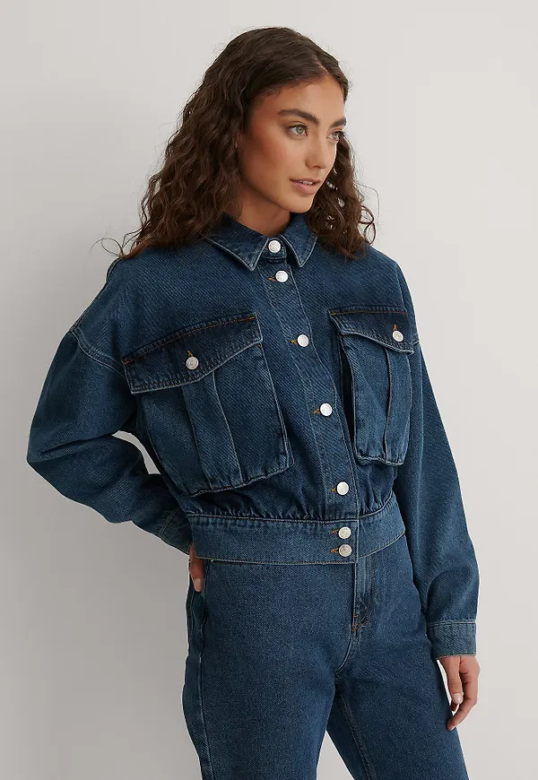 NA-KD Trend Recycled Denimjacka Med Ficka - Blue